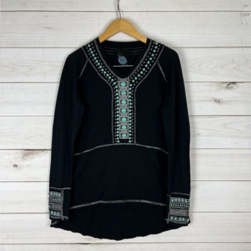 Double D Ranch Black Embellished Long Sleeve Tunic
